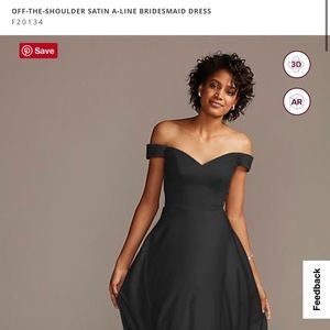 David’s Bridal Off-The-Shoulder Satin A-Line Bridesmaid Dress